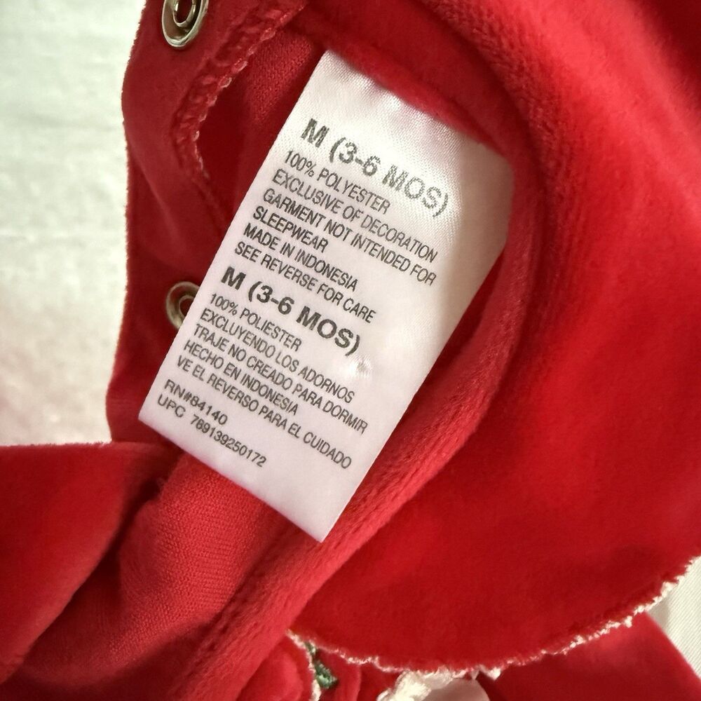 Vtg Footed Romper Red Teddy Bear Baby's 1st Christmas Baby Embroidered Sz 3-6M - Picture 7 of 7